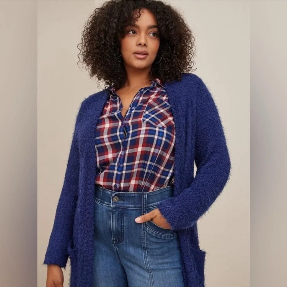 Popcorn Duster Open Front Sweater NWOT - Picture 2 of 9